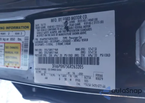 2016 Ford Fusion Se из США, поврежденный, VIN 3FA6P0H75GR263205